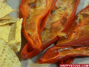 Red Chili Peppers with Anchovy and Mozzarella Cheese - By happystove.com