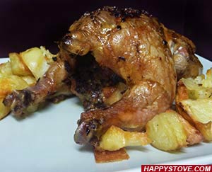 Oven Roasted Cornish Game Hen Stuffed with Ground Beef - By happystove.com