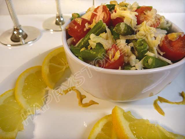 Yam Bean (Jicama), Green Beans and Fresh Cherry Tomato Salad - By happystove.com
